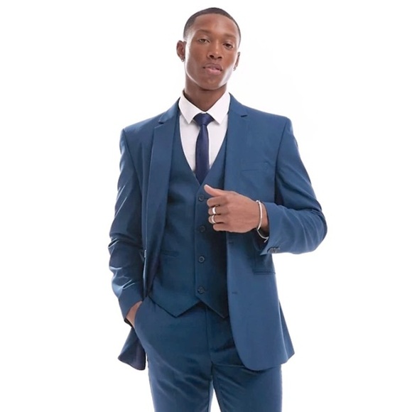 ASOS Other - ASOS Suit Jacket & Vest Double Breasted in Blue Melange / Size 36 38
